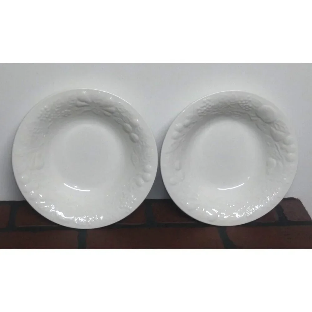 2 GIBSON Housewares pasta bowls Embossed FRUIT 8